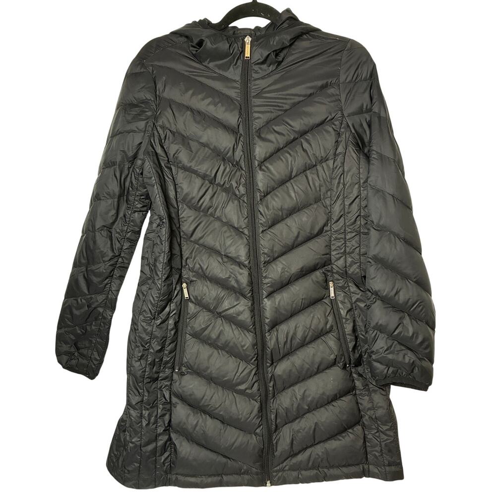 London Fog Lightweight Packable Down Jacket Womens Medium Black Hooded